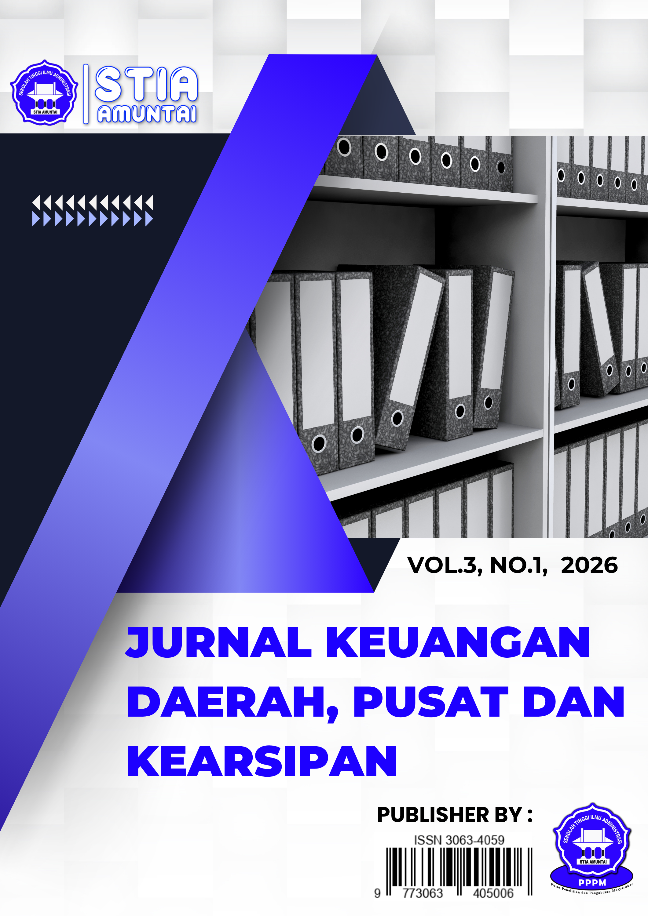 					View Vol. 3 No. 1 (2026): Jurnal Keuangan Daerah, Pusat dan Kearsipan
				